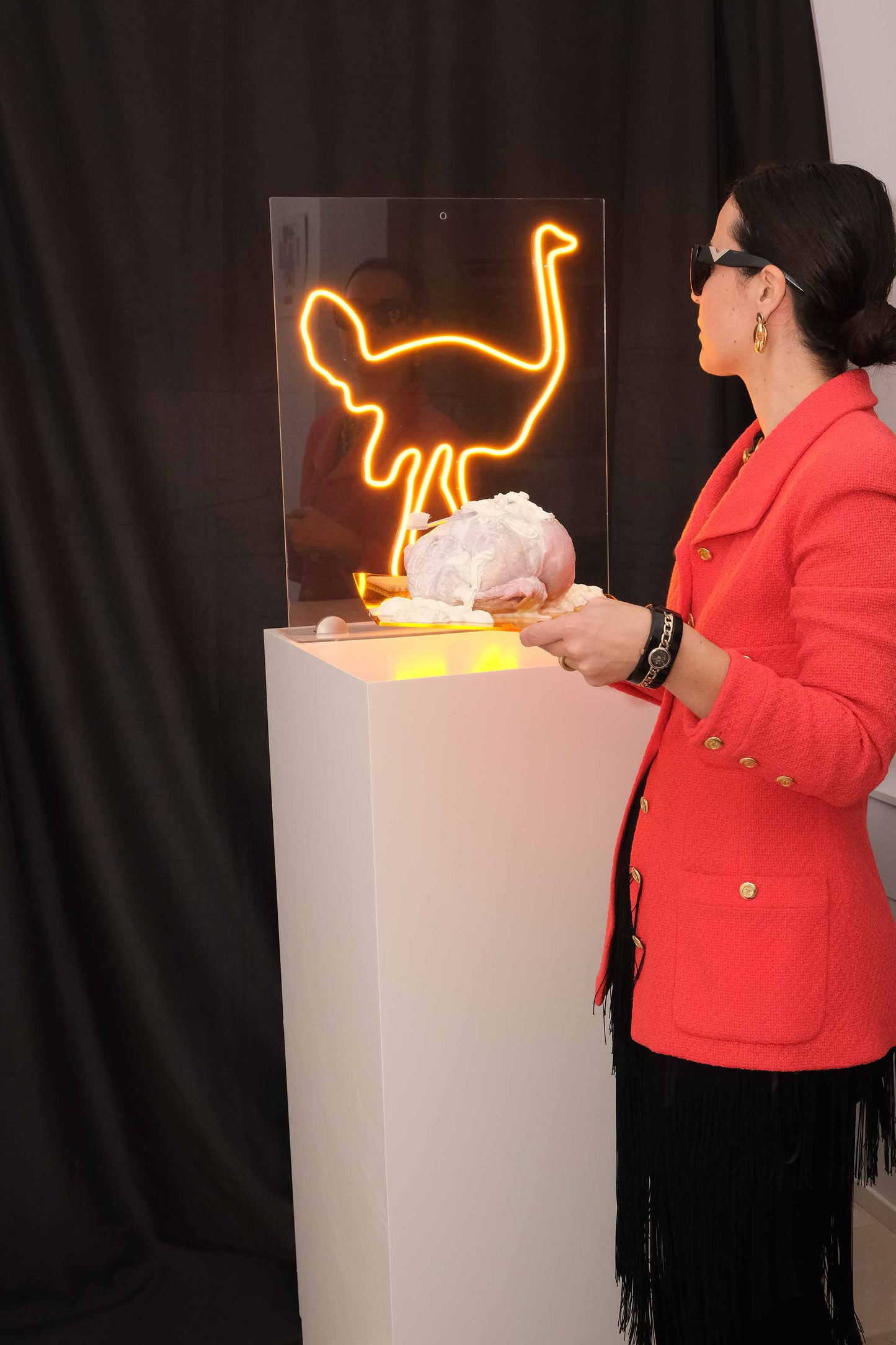 OSTRICH.STATUE/PAINTING LIGHT